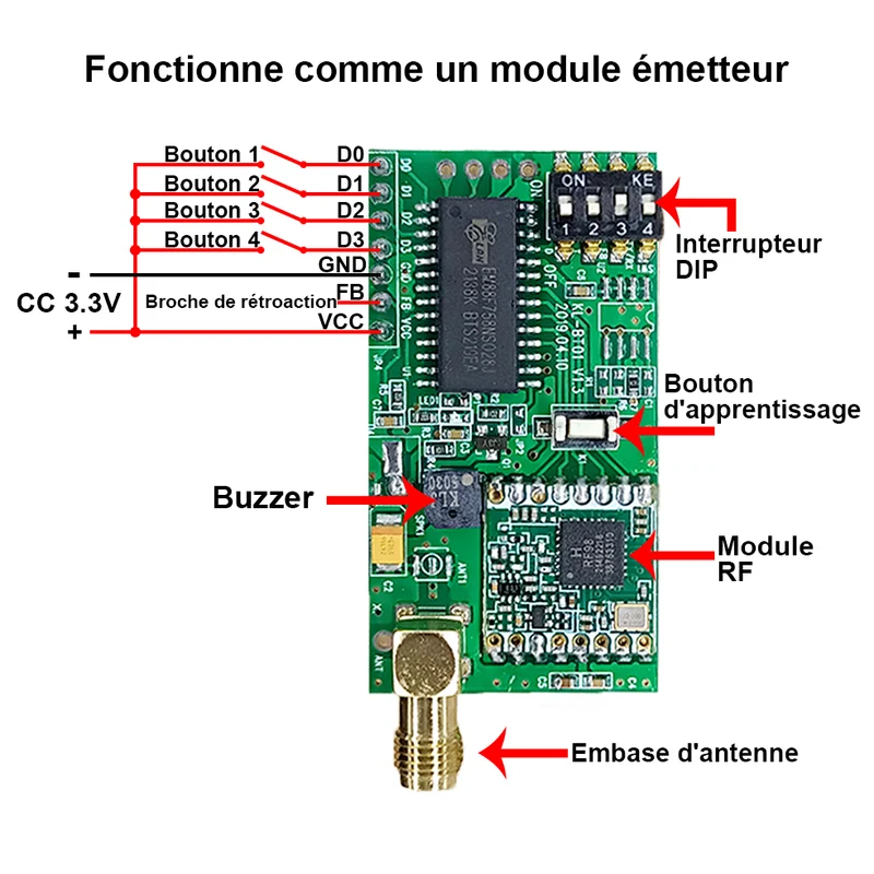 5000 Mètres Module Bidirectionnel Récepteur Émetteur Sans Fil (Modèle: 0020242)
