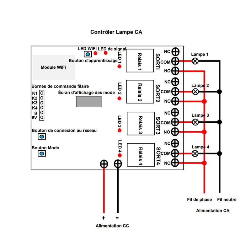 4 Voies Interrupteur Intelligent WIFI Avec Télécommande Sans Fil (Modèle: 0022015)