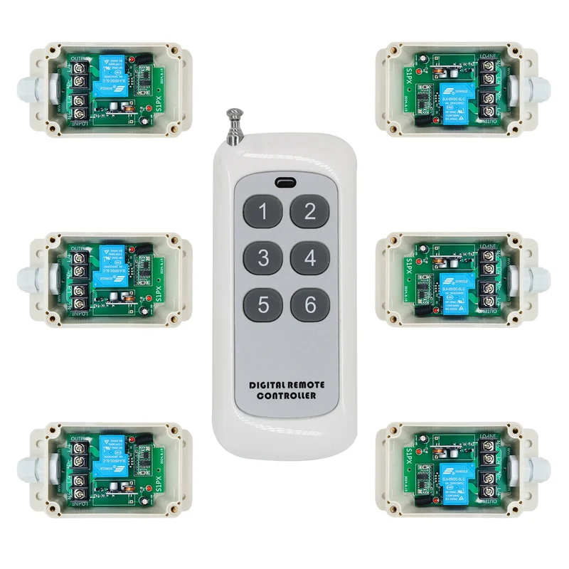 Six CC 30A Étanche Interrupteur Sans Fil avec Un 6 Bouton Télécommande (Modèle: 0020734)