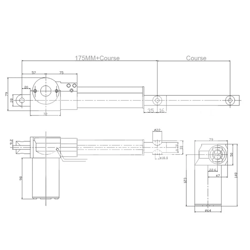 12V 24V vérin électrique 600kg course 450 mm avec télécommande (Modèle: 0020592)