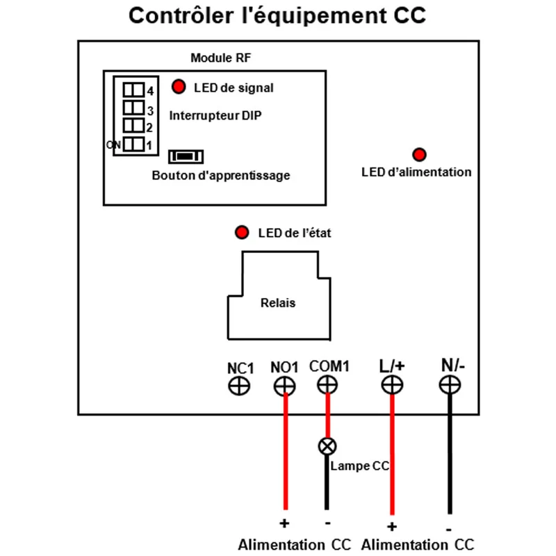 1 Canal CC 30A kit interrupteur relais télécommande sans fil 5 km (Modèle: 0020092)
