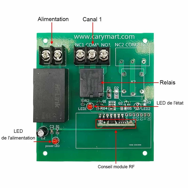 230V kit interrupteur relais sans fil 1 canal 10A avec télécommande (Modèle: 0020332)