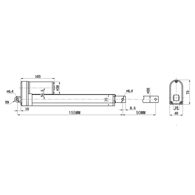 12V 24V Vérin Électrique 2000N 200kg Actionneur Linéaire Course 50 mm (Modèle: 0041501)