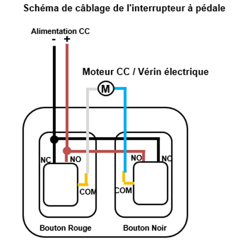 Interrupteur commande pédale pour vérin électrique moteur CC (Modèle 0044107-2)