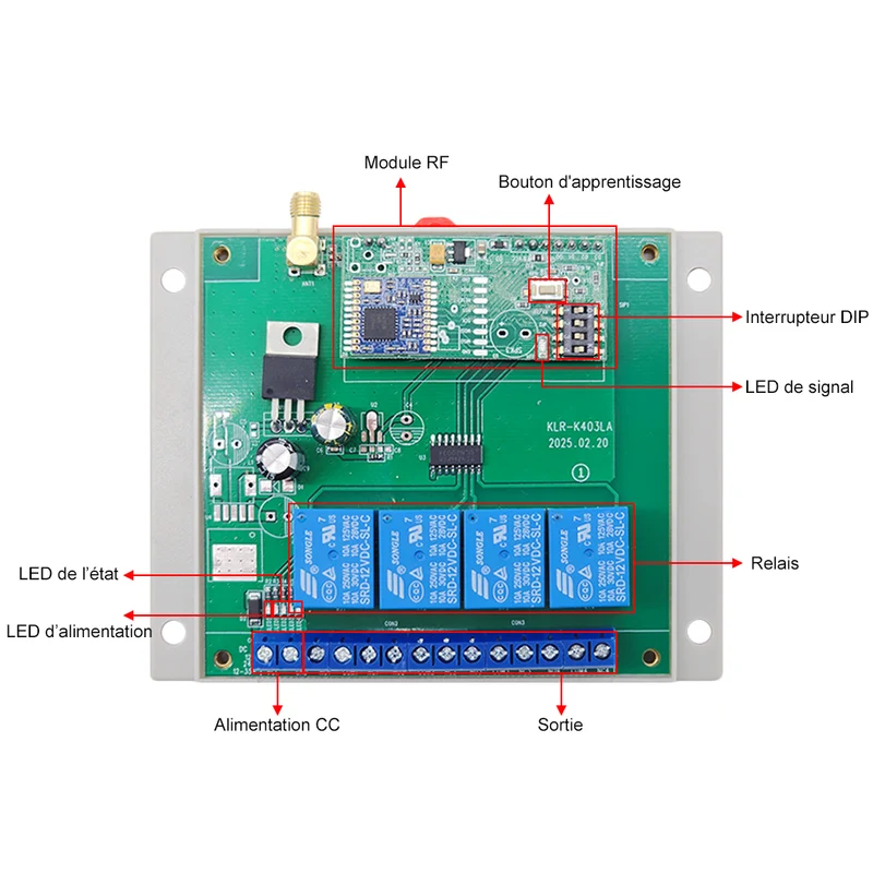 12V 24V interrupteur sans fil 4 canaux relais avec télécommande 5km (Modèle: 0020013)