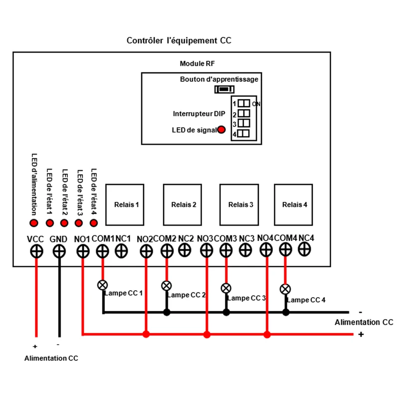 12V 24V interrupteur sans fil 4 canaux relais avec télécommande 5km (Modèle: 0020013)