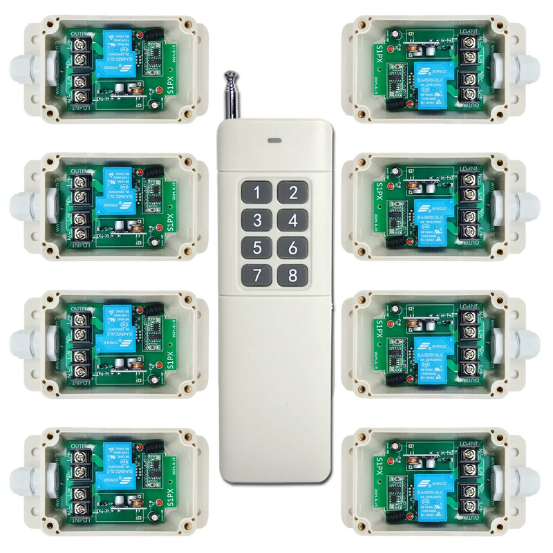 Huit CC 30A Étanche Interrupteur Sans Fil avec 8 Bouton Télécommande