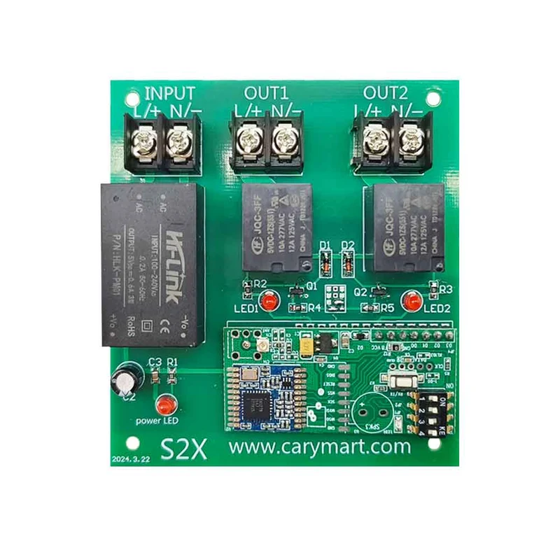5 km Interrupteur Sans Fil 2 Voies Sortie CA 230V 10A Récepteur (Modèle: 0020148)