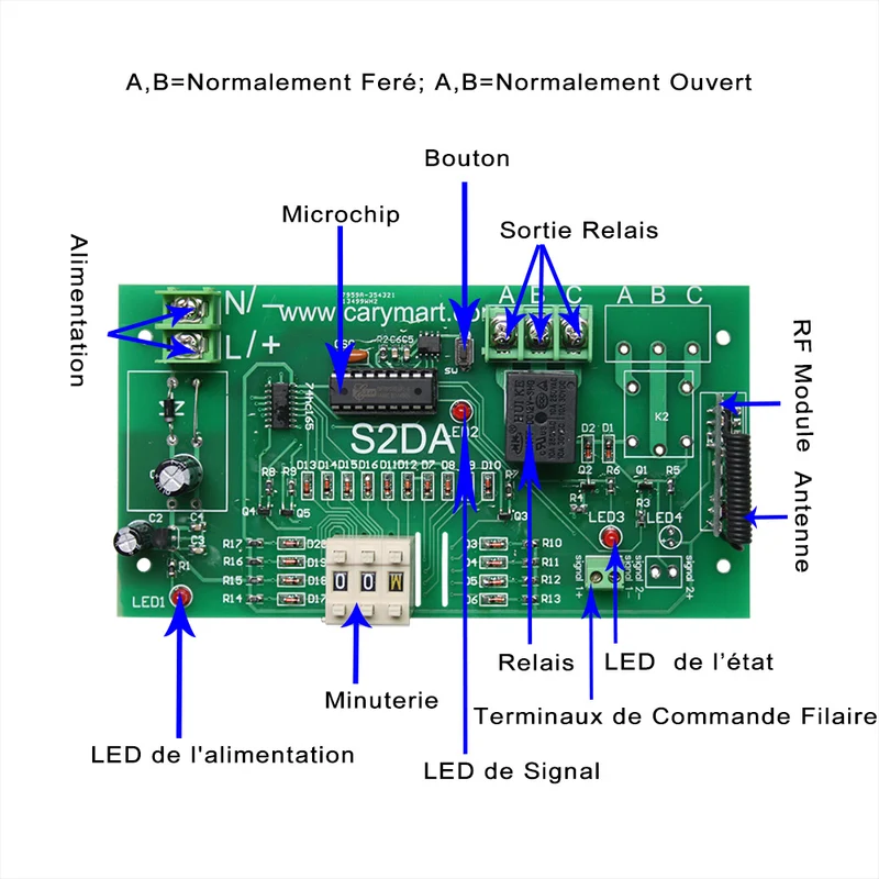 1 Voie 9V 12V 24V 10A Retard Kit Interrupteur Télécommande Sans Fil (Modèle: 0020349)
