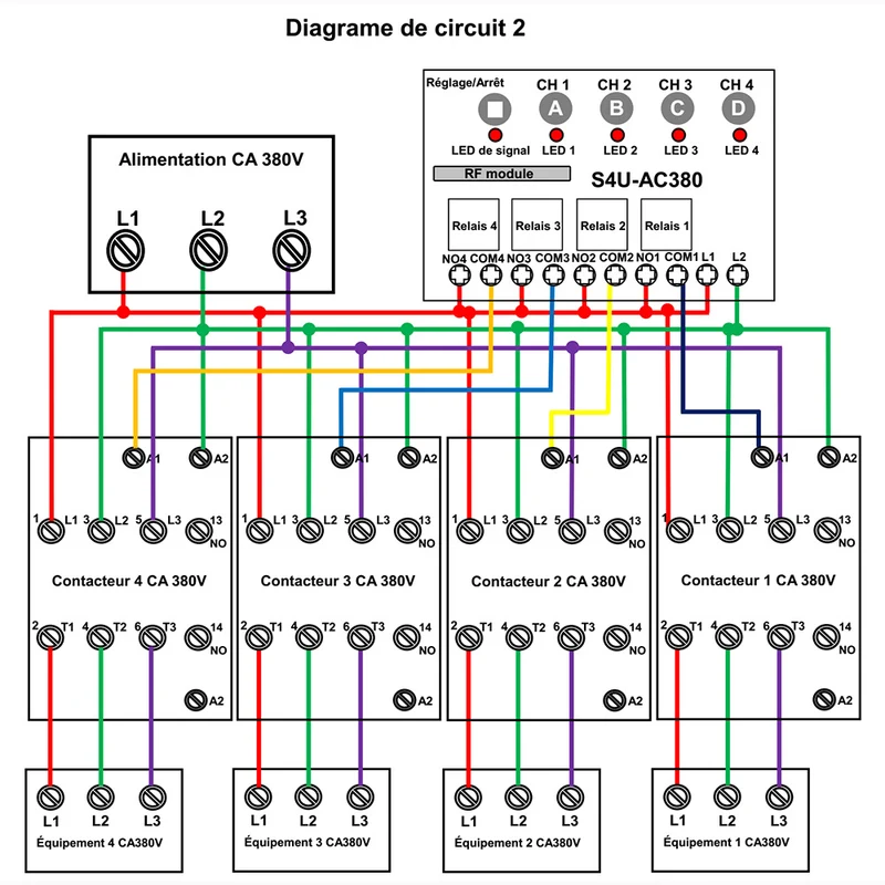 4 Canaux 10A Récepteur Sans Fil 75~400V CA Interrupteur Radio (Modèle: 0020700)