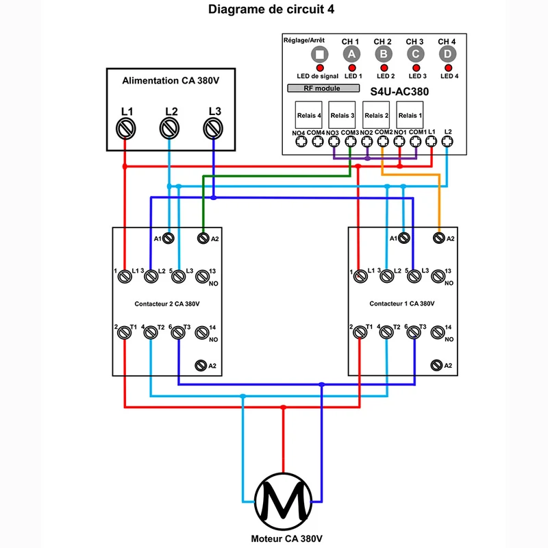 4 Canaux 10A Récepteur Sans Fil 75~400V CA Interrupteur Radio (Modèle: 0020700)