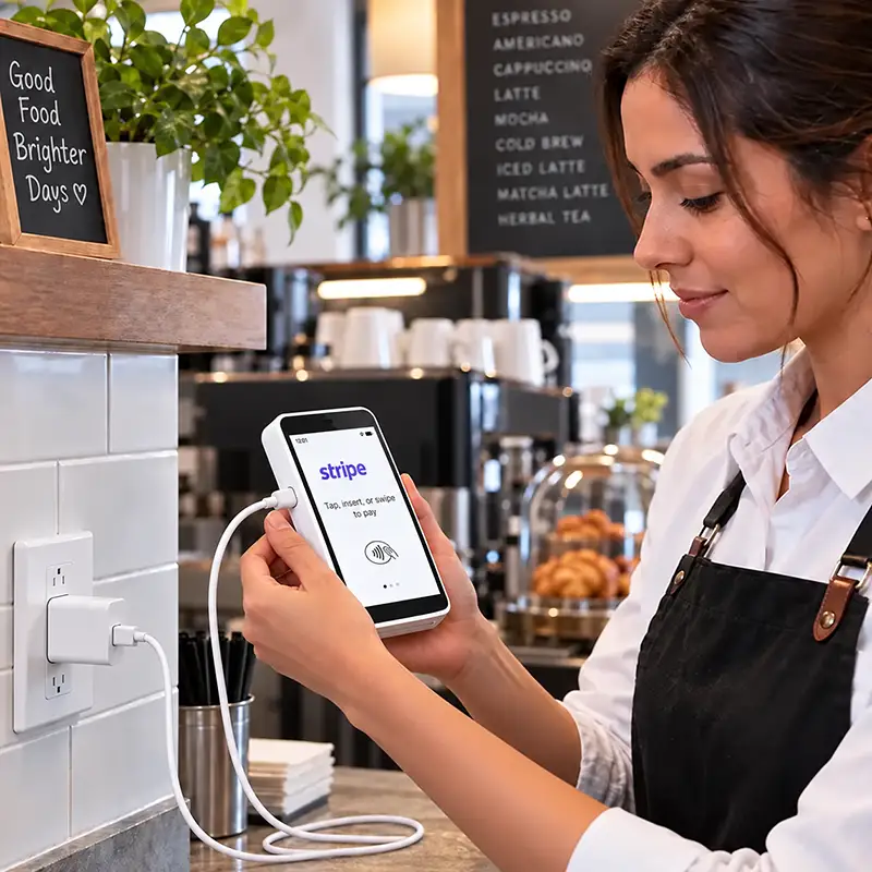 Chargeur mural pour lecteur Stripe avec câble USB-C | Agoz