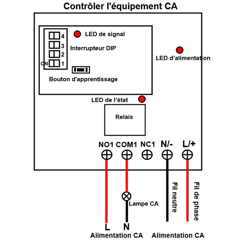 230V interrupteur sans fil sortie contact sec 1 voie 10A 5 km (Modèle: 0020688)