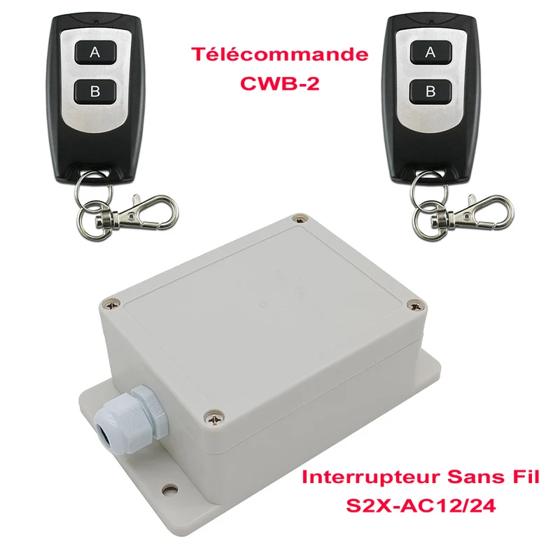 2 Canaux CA 12V 24V Kit Interrupteur Sans Fil avec Télécommande (Modèle: 0020051)