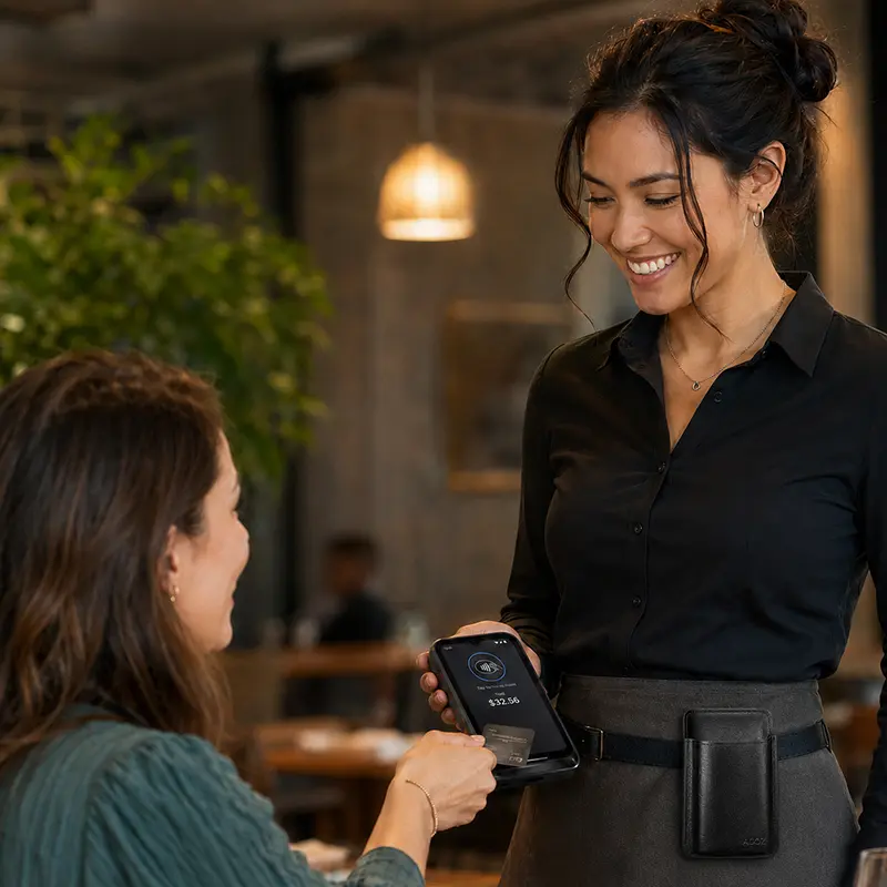 Étui en cuir pour terminal POS portable Toast Go 3 destiné au service en restaurant | Agoz