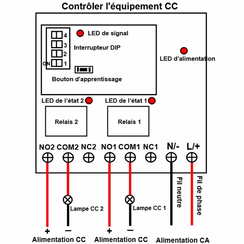 230V interrupteur sans fil sortie contact sec 2 voies 10A 5km (Modèle: 0020690)