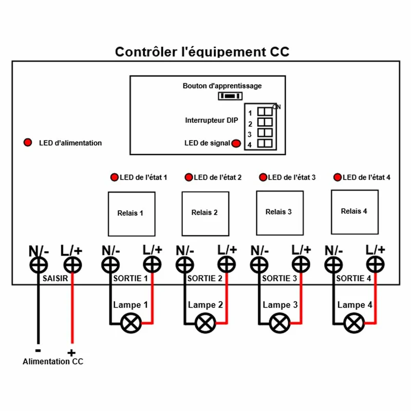 4 Voies 30A interrupteur sans fil sortie CC avec télécommande 5km (Modèle: 0020671)