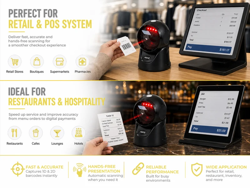 Scanner de codes-barres de présentation de bureau AGOZ AG-860P