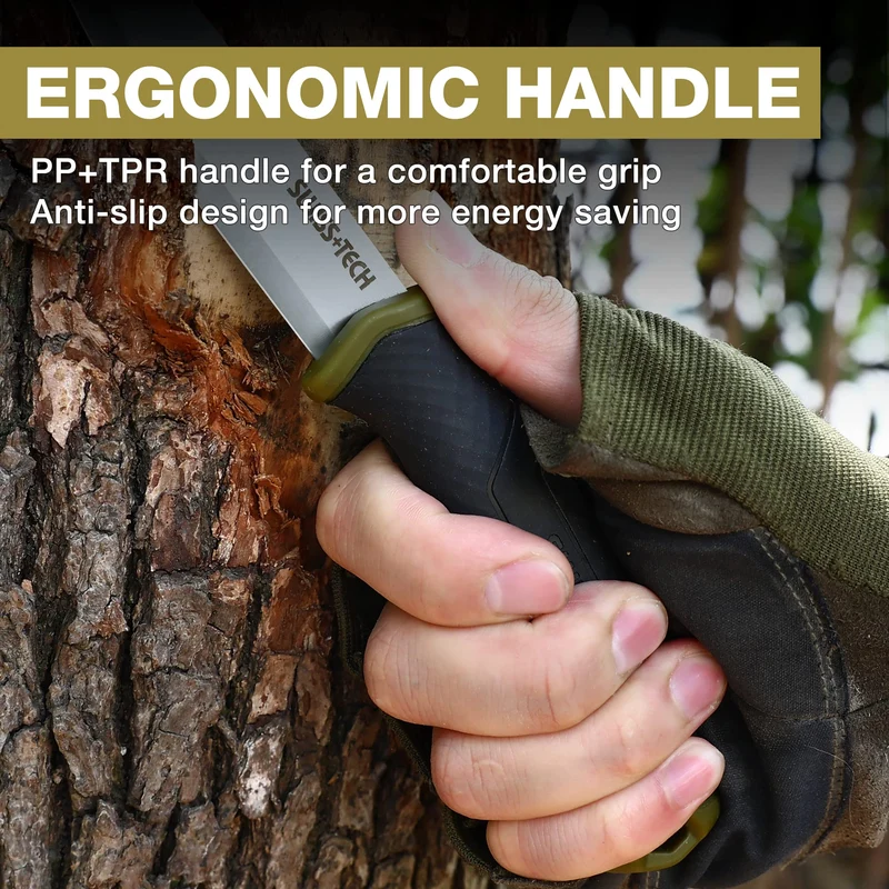 Swiss+Tech Couteau de Survie, Couteau de Chasse à Lame Fixe avec Etui Rigide, Parfait pour Survie, Chasse, Camping, Randonnée