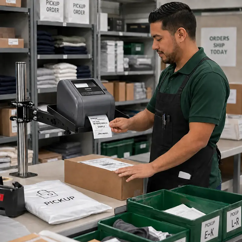 Support de poteau pour imprimante d'étiquettes Brother pour entrepôts et commerce de détail | Agoz