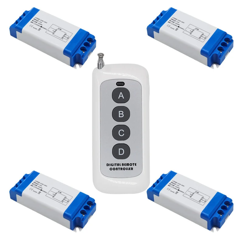 Quatre 1 Voie 85V~250V 10A Interrupteurs Sans Fil avec Télécommande (Modèle: 0020622)