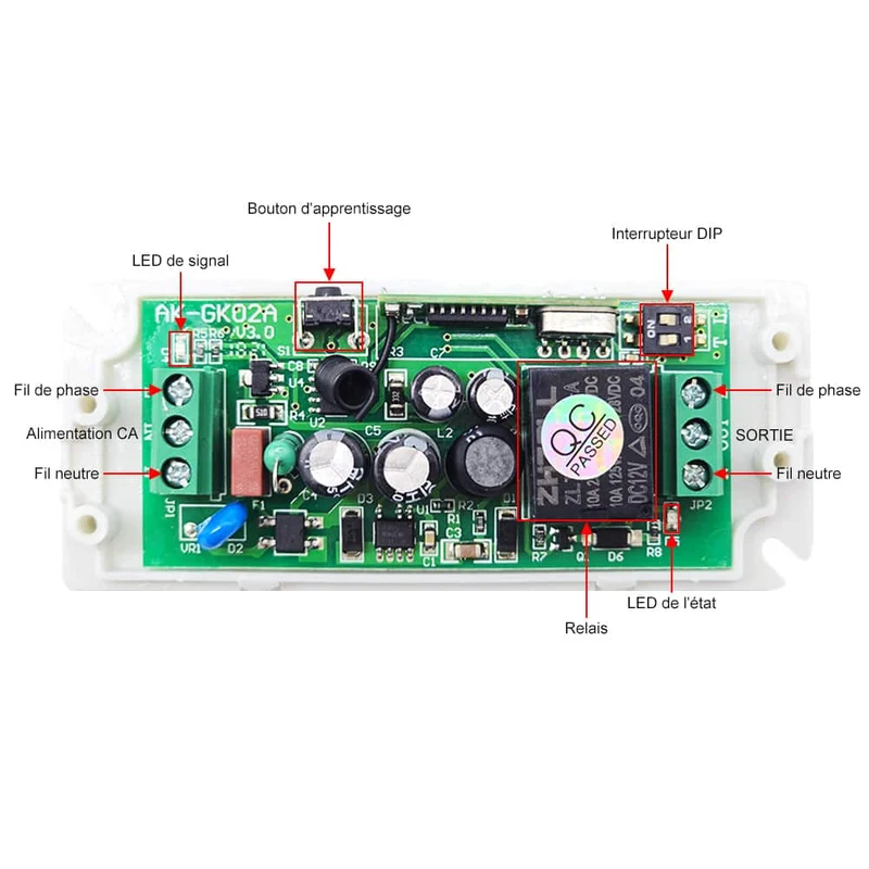Quatre 1 Voie 85V~250V 10A Interrupteurs Sans Fil avec Télécommande (Modèle: 0020622)