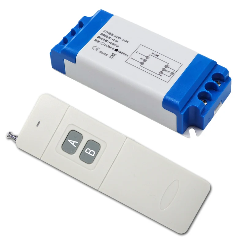 1 Voie 85V~250V 10A Kit Interrupteur Sans Fil avec Télécommande 1km (Modèle: 0020636)