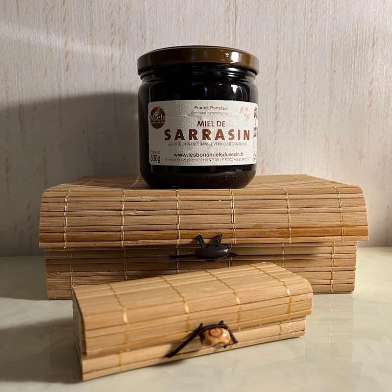 A Découvrir Les Bons Miels du Vexin et du Midi Miel de Sarrasin Liquide Foncé Fort Pot 500g 1kg 5kg
