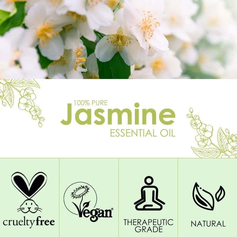 SALKING Huiles Essentielles Jasmin 120ml, 100% Naturelle Bio Huiles Essentielles Aromathérapie pour Diffuseurs, Humidificateur, Massage/Spa/Soin Des Cheveux Bain Idéal Coffret Cadeau