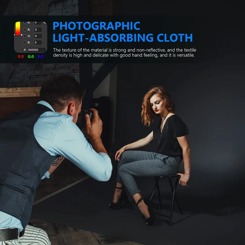 Neewer 10x20 ft / 3x6m Photo Studio 100% Mousseline Pure Pliant Toile de Fond pour Photographie, Vidéo et Télévision (Noire)