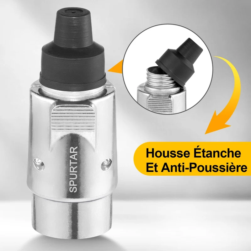 Spurtar Prise Remorque 7 Broches, Adaptateur Prise Remorque Faisceau Remorque 7 Broches, Connecteur de Remorque Voiture 12V, Prise Remorque Connecteur Plug Standard Européen Accessoires de Remorque
