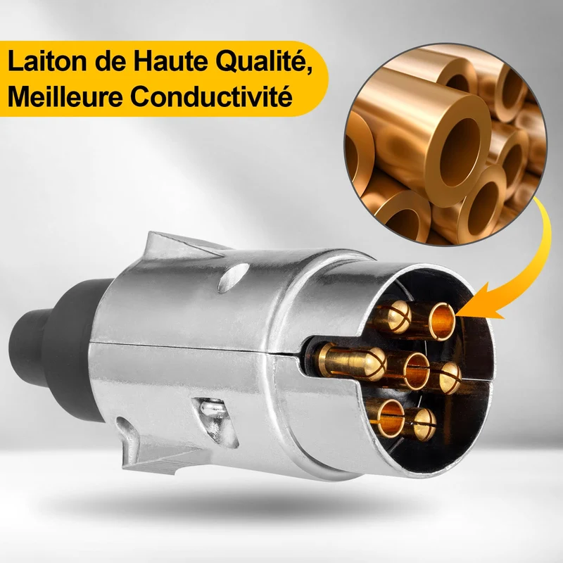 Spurtar Prise Remorque 7 Broches, Adaptateur Prise Remorque Faisceau Remorque 7 Broches, Connecteur de Remorque Voiture 12V, Prise Remorque Connecteur Plug Standard Européen Accessoires de Remorque