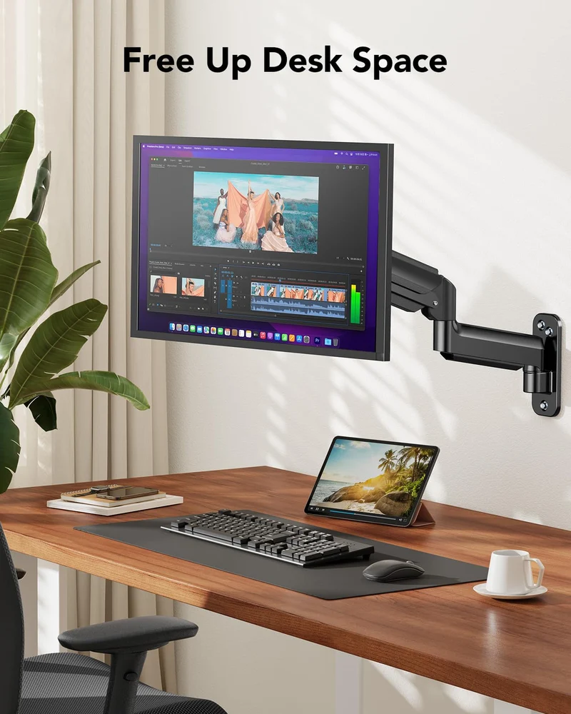 HUANUO Support Mural pour Écrans Ultra-Large de 24"-35", Support Ecran PC Mural à Mouvement Complet, Support Mural pour Moniteur, Support VESA 75/100/200mm, Capacité de Charge 3-12KG