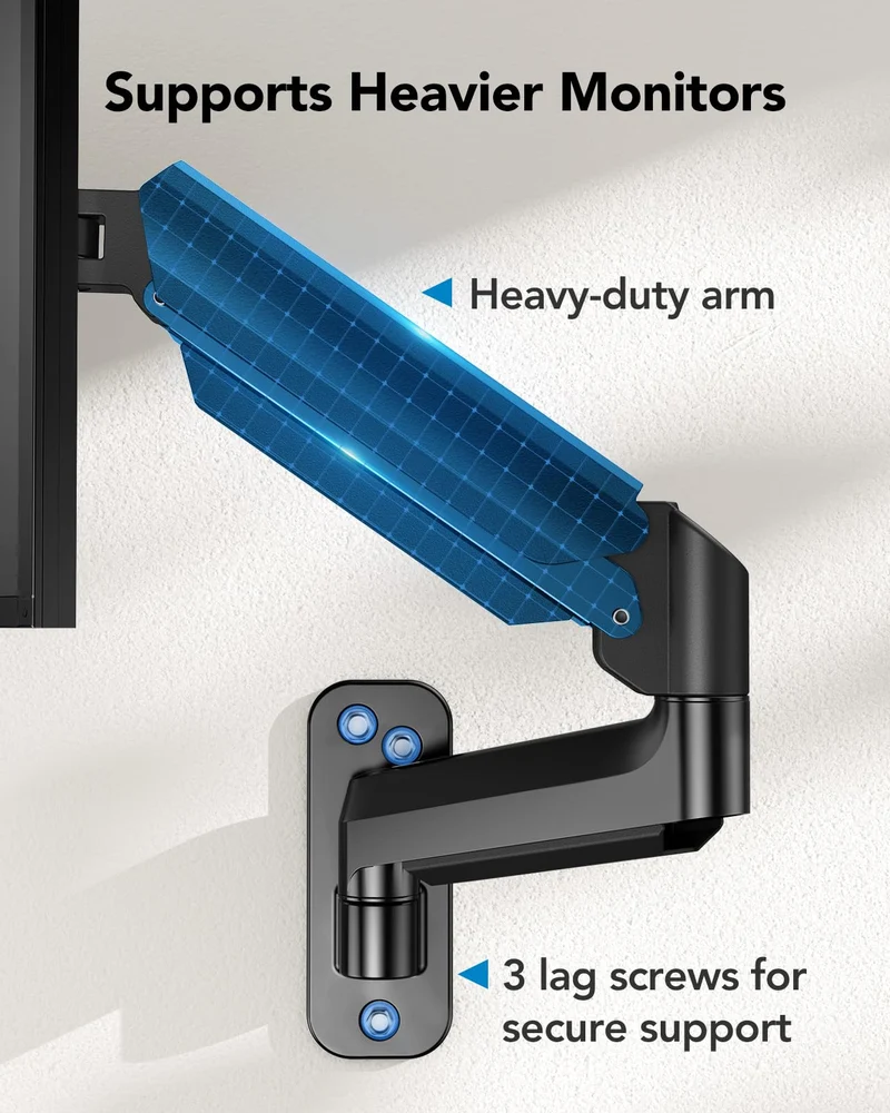 HUANUO Support Mural pour Écrans Ultra-Large de 24"-35", Support Ecran PC Mural à Mouvement Complet, Support Mural pour Moniteur, Support VESA 75/100/200mm, Capacité de Charge 3-12KG