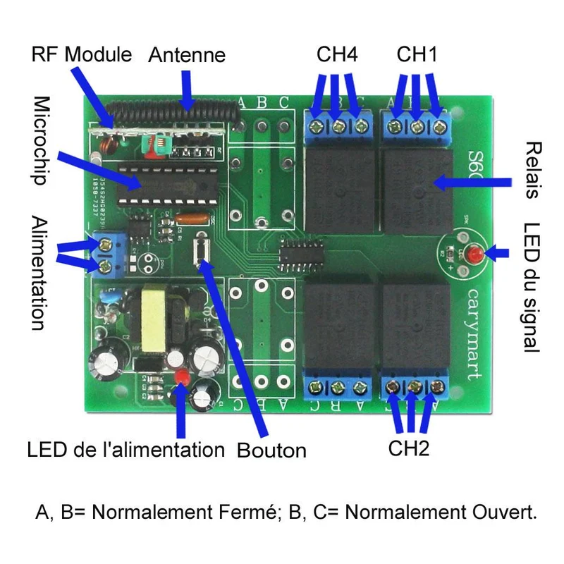 Longue Distance 2 Km 4 Voies 220V 10A Kit Interrupteur Télécommande Sans Fil (Modèle: 0020402)