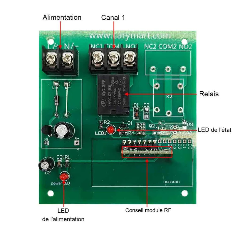 CC Kit Interrupteur Télécommande Sans Fil Sortie Relais 1 Voie 10A (Modèle: 0020198)