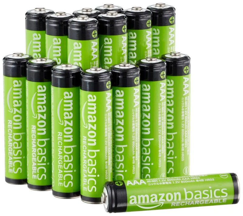 Amazon Basics Piles NiMh rechargeables AAA (Lot de 16) 800 mAh pré-chargées