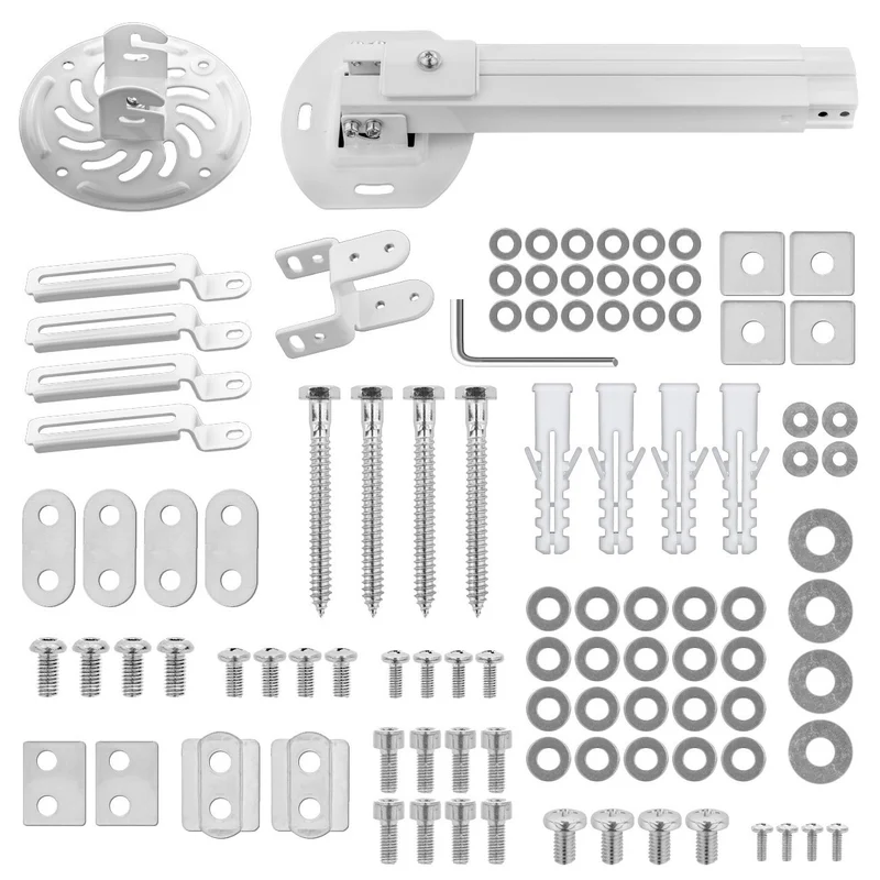 deleyCON Support Universel pour Vidéoprojecteur Support Plafond Inclinable de +-15° - Pivotant de 360° - Jusqu'à 13,5 Kg - Réglable en Hauteur 380 mm - 580 mm - Passage de Câble - Blanc