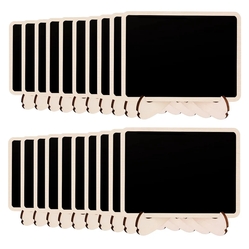 Amazon Basics Mini tableaux noirs sur chevalets en bois, lot de 20