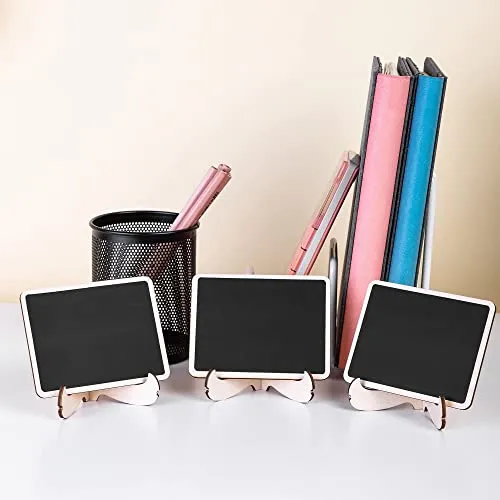 Amazon Basics Mini tableaux noirs sur chevalets en bois, lot de 20
