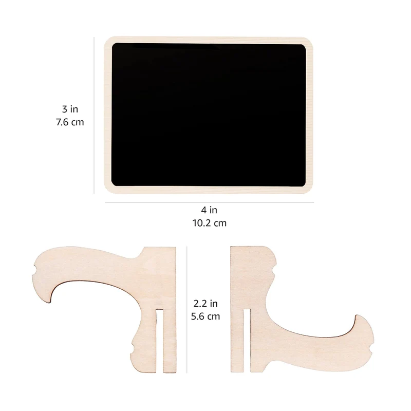 Amazon Basics Mini tableaux noirs sur chevalets en bois, lot de 20