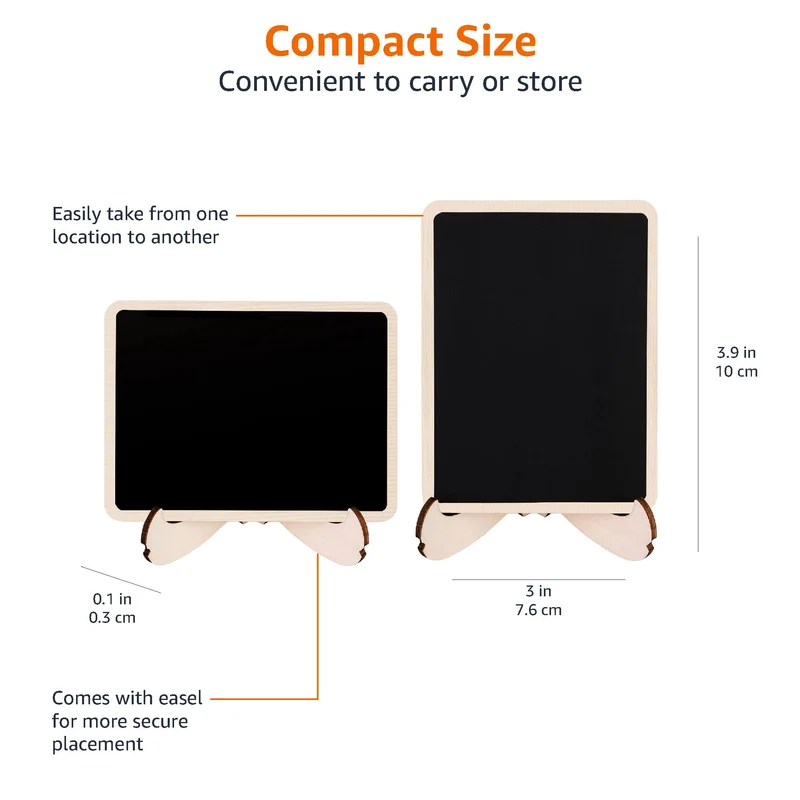 Amazon Basics Mini tableaux noirs sur chevalets en bois, lot de 20