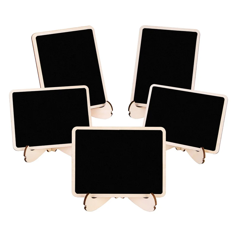 Amazon Basics Mini tableaux noirs sur chevalets en bois, lot de 20