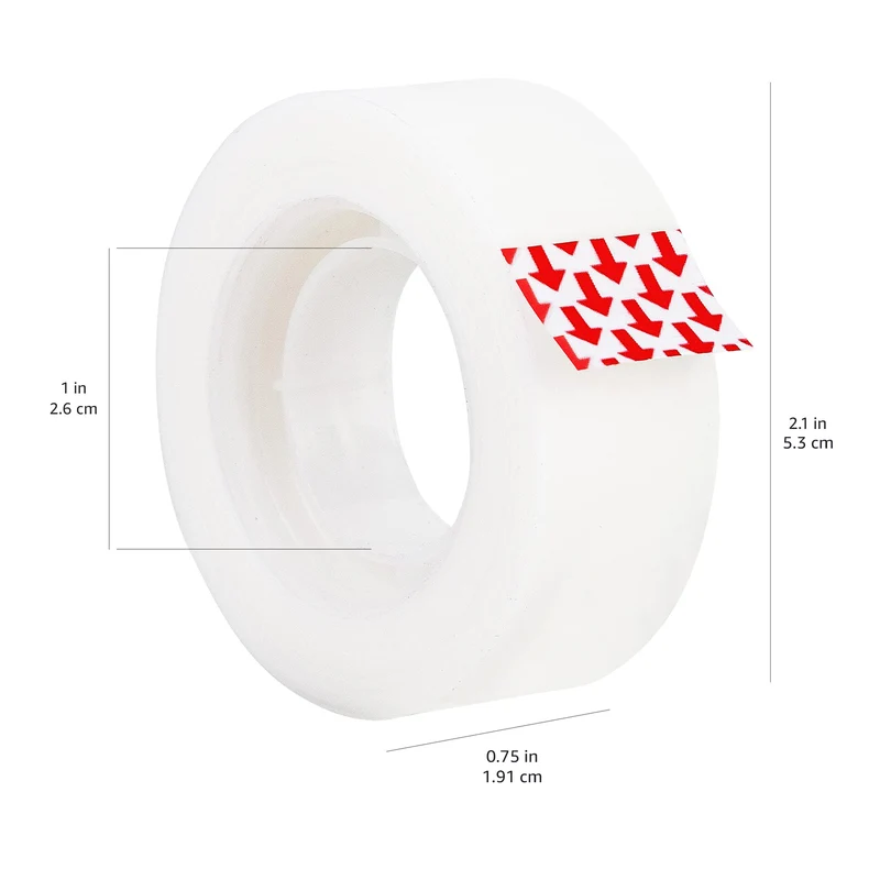 Amazon Basics - Lot de 6 rubans adhésifs mat, conçu pour la réparation, recharges de ruban adhésif, Translucide, 1,9 cm x 25,4 m