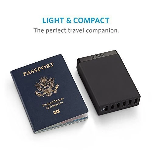 Anker Chargeur Secteur USB PowerPort 6 Ports 60W - Chargeur mural avec technologie PowerIQ, Adaptateur de Voyage pour smartphones et tablettes: iPhone, iPad, Samsung et autres