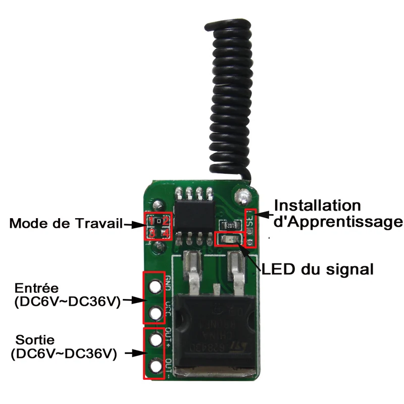 1 Canal CC 6V~36V 50W Mini Kit Interrupteur Télécommande Sans Fil pour Éclairage LED (Modèle: 0020642)
