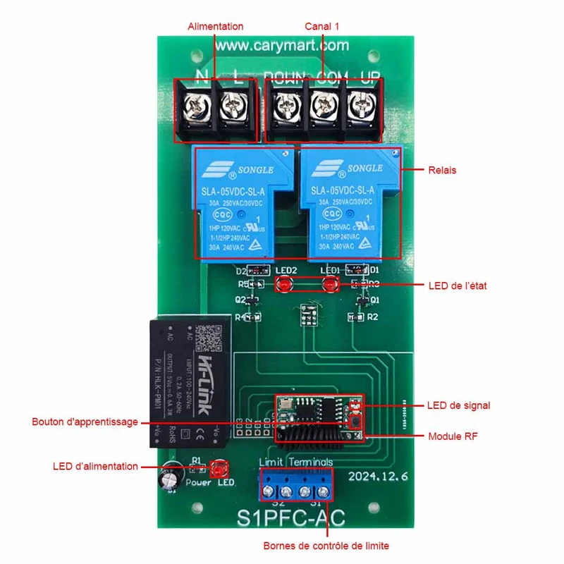 1 Voie 30A Kit Interrupteur Télécommande Sans Fil Pour Moteur 220V (Modèle: 0020131)