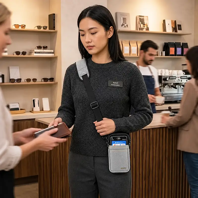 Étui bandoulière Newland POS pour terminal de paiement en service à table | Agoz