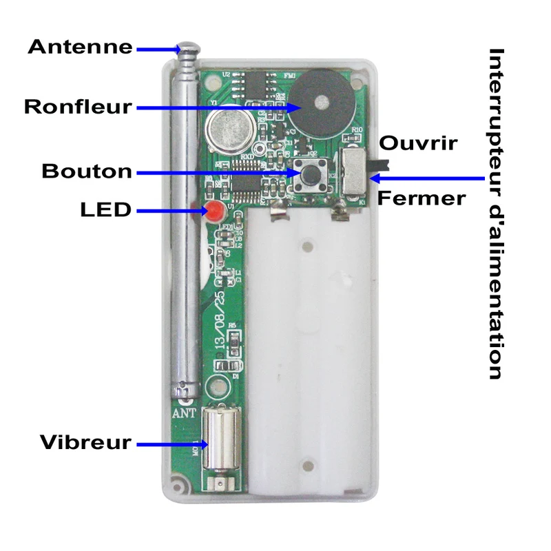 1 Km Kit Télécommande Sans Fil avec Alarme Rappel Ronfleur Vibreur (Modèle: 0020164)