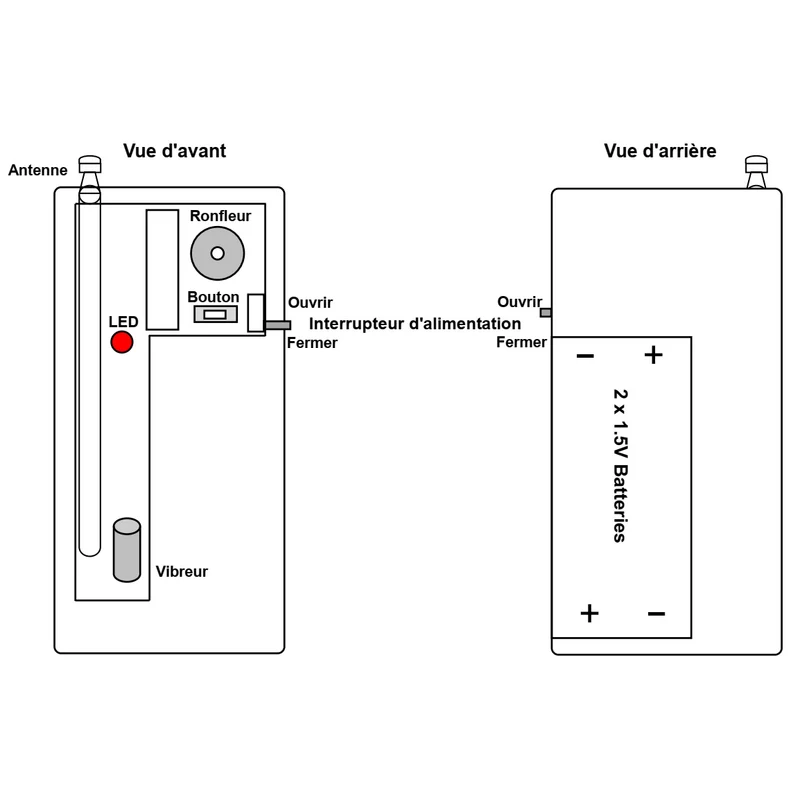 Kit Télécommande Sans Fil Portable avec Alarme Rappel Ronfleur Vibreur (Modèle: 0020163)